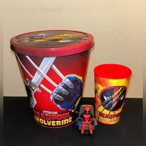 Regal Deadpool Wolverine Drink & Popcorn Tin Bucket Cup Topper Marvel Combo